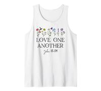 Love One Another Daisy Boho Christian Bible Verse John 13:34 Camiseta sin Mangas