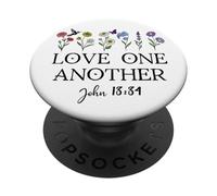 Love One Another Daisy Boho Christian Bible Verse John 13:34 PopSockets PopGrip Adhesivo