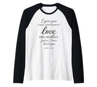 Love One Another Juan 13:34 Escritura Verso Bíblico Oración Dios Camiseta Manga Raglan