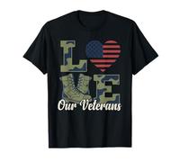 Love Our Veterans Day Orgullosa Bandera Militar Estadounidense Camiseta