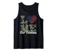 Love Our Veterans Day Orgullosa Bandera Militar Estadounidense Camiseta sin Mangas