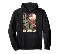 Love Our Veterans Heart USA Flag Orgulloso Militar US Flag Me Sudadera con Capucha