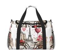 Love Paris - Bolsa de viaje con diseño de la Torre de París, para viajes, café, vino, perfume, bicicleta, uso diario, bolsa de viaje de gran capacidad, elegante bolsa funcional, Negro -, Talla única