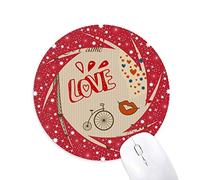 Love Paris France Eiffel Tower Wheel mouse pad de goma roja redonda