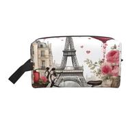 Love Paris Tower - Bolsa organizadora de cosméticos portátil con diseño de corazón para bicicleta, café, vino, perfume, viaje, maquillaje, bolsa de almacenamiento de gran capacidad