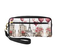Love Paris Tower - Bolsa organizadora de maquillaje portátil de doble capa para mujer, diseño de corazón, para café, vino, perfume, bicicleta, corazón, Negro -, Talla única