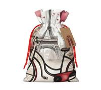 Love Paris Tower Café Vino Perfume Bicicleta Corazón Reutilizable Navidad Y Festival Bolsas de Regalo Bolsas de Embalaje de Regalo Bolsas de Tela Elegante Hecho a Mano