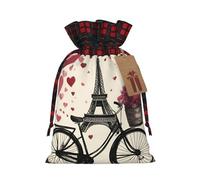 Love Paris Tower Coffee Wine Perfume Bicicleta Corazón Exquisito Cordón Bolsas de Regalo de Navidad Reutilizables, Para Experiencias de Regalo Excepcionales