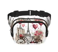 Love Paris Tower Coffee Wine Perfume Bicicleta Corazón Impresión Cangurera Mujer Riñonera Diario Riñonera para Viajes al Aire Libre Correr Caza para Adultos, Negro -, Talla única