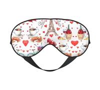 Love Paris Tower Coffee Wine Perfume Bicicleta Corazón Impresión Versátil Ayudante de Descanso Suave Máscara de Ojos de Dormir Doble Cara para Yoga Campamento Suave Máscara de Ojos para Dormir