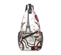 Love Paris Tower Coffee Wine Perfume Bicycle Heart Print Sling Bag for Women Men Fashion One Shoulder Crossbody Bag Travel Fanny Pack Cross Body Bags