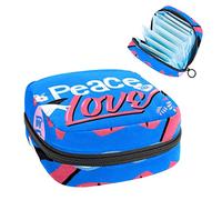 Love Peace - Bolsa de almacenamiento portátil para tampones para servilletas sanitarias, color azul, Varios colores, 4.7x6.6x6.6 in/12x17x17 cm, Viajes