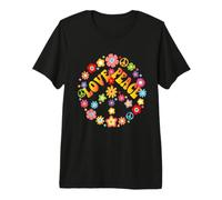 Love Peace Flower Power Hippie Retro Groovy Flores Camiseta Premium