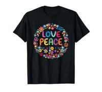 Love Peace Flower Power Paz Amor Flores Años 60 70 Camiseta