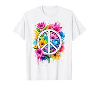 Love Peace Flower Power, signo de la paz, 70 y 60, mujer hippie Camiseta