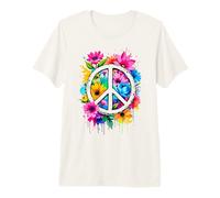 Love Peace Flower Power, Signo de la Paz, 70 y 60, Mujer Hippie Camiseta Premium