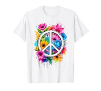 Love Peace Flower Power, signo de paz, 70 y 60, mujer hippie Camiseta