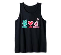 Love Peace Ukulele I Guitarra Música Corazón Instrumento Camiseta sin Mangas