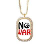 Love Peworld No War Art Deco - Collar con colgante de diamantes de cristal dorado
