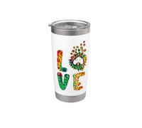 Love Poodle Dog Sunflower Tie Dye Funny Puppy Lover Vaso térmico de acero inoxidable de doble pared