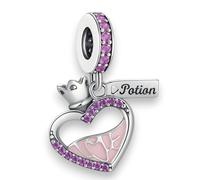 Love Potion - Botella de poción de amor - Corazón Corona Reina Princesa - Piedras Circonitas - Joyas Pulseras coleccionables Pulseras de dijes o cadena de plata de ley 925