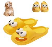 Love Pups Slides - Tongue Kiss Slippers, Love Pup Slides Cute Funny Non-Slip Big Eye Dog Slippers for Women Men (40/41,Yellow)
