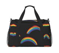 Love Rainbow - Bolsa de viaje de fin de semana para mujeres y hombres, para aventuras al aire libre, ideal para acampar y senderismo, Negro, One Size