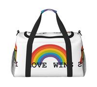 Love Rainbow - Bolsa de viaje de fin de semana para mujeres y hombres, para aventuras al aire libre, ideal para acampar y senderismo, Negro, One Size