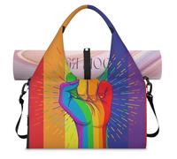 Love Rainbow Gay Pride - Bolsa deportiva de lona para mujeres y hombres, bolsa de fin de semana con compartimento para zapatos, bolsa de hombro para yoga, gimnasio, viajes, color, L, Organizador de