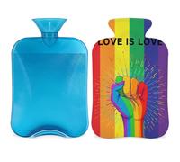 Love Rainbow Gay Pride - Botella de agua caliente con funda, 2 L, gran capacidad, bolsa de agua para noches acogedoras, alivio del dolor, espalda, cuello y hombros