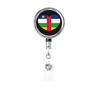 Love República Centroafricana Bandera Corazón Heavy Duty Metal Badge Holder Carrete, retráctil Badge Holder con clip para cinturón para clave Nombre Tarjeta Titular Empleado Profesor 1