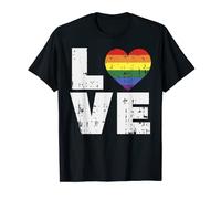 Love Retro Rainbow Heart Gay LGBT Pride Month Support Gift Camiseta