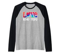 Love Road Trips Retro Viajes Hippie Aventura Diseño Camiseta Manga Raglan