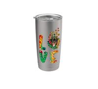 Love Rottweiler Dog Sunflower Tie Dye Funny Puppy Lover Vaso térmico de acero inoxidable de doble pared