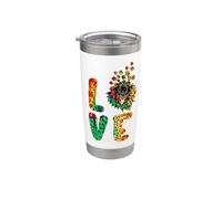 Love Rottweiler Dog Sunflower Tie Dye Funny Puppy Lover Vaso térmico de acero inoxidable de doble pared