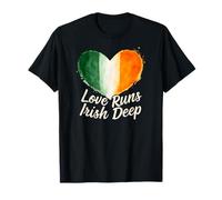 Love Runs Irish Deep Irlanda Bandera Corazón Día de San Patricio Camiseta