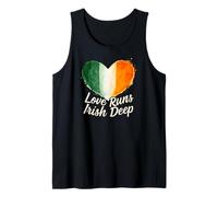 Love Runs Irish Deep Irlanda Bandera Corazón Día de San Patricio Camiseta sin Mangas