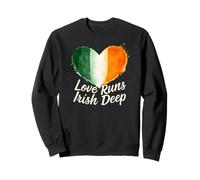 Love Runs Irish Deep Irlanda Bandera Corazón Día de San Patricio Sudadera