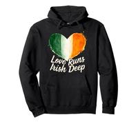Love Runs Irish Deep Irlanda Bandera Corazón Día de San Patricio Sudadera con Capucha