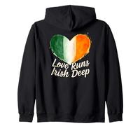 Love Runs Irish Deep Irlanda Bandera Corazón Día de San Patricio Sudadera con Capucha