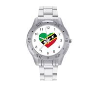 Love Saint Kitts and Nevis - Reloj analógico de cuarzo para hombre, correa de acero inoxidable, reloj de pulsera de negocios