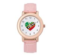 Love Saint Kitts and Nevis - Reloj analógico de cuarzo para mujer, elegante, correa de piel