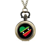 Love Saint Kitts and Nevis - Reloj de bolsillo vintage con colgante de aleación, regalo para hombres y mujeres, Estilo cobre, talla única
