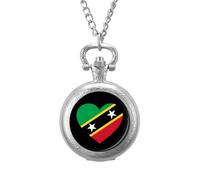Love Saint Kitts and Nevis - Reloj de bolsillo vintage con colgante de aleación, regalo para hombres y mujeres, Estilo plateado, talla única