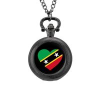 Love Saint Kitts and Nevis - Reloj de bolsillo vintage con colgante de aleación, regalo para hombres y mujeres, Estilo negro, talla única