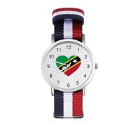 Love Saint Kitts and Nevis - Reloj deportivo para hombre y mujer, correa de nailon, reloj analógico de cuarzo