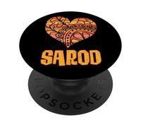 Love Sarod Naranja Mandala Corazón Indio Instrumento de Cuerda PopSockets PopGrip Adhesivo