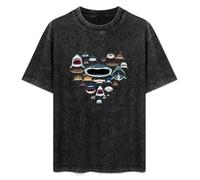 Love Shark Faces Unisex T-Shirt Black Mens Top tee XL