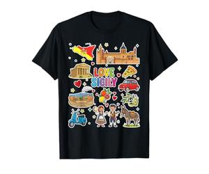 Love Sicily, Mapa, Cultura siciliana, Isla Italiana Lugares de interés Camiseta
