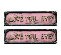 Love Sign - Pink Metal Rustproof Vintage | Decorative Door Sign with Wall Art Accent, Romantic Metal Piece with Stylish Touch for Entryway Hallway Front Door Apartment Office Valentines Day